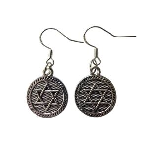 STAR OF DAVID UNIQUE DISC SILVER EARRINGS BY UNIQUE BOUTIQUE